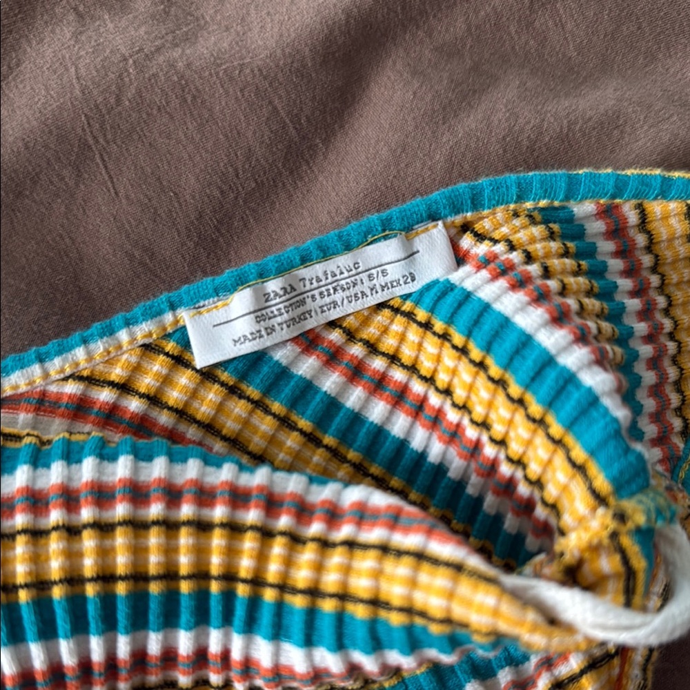 Zara Striped Multicolor Ribbed Bodysuit - Picture 2 of 3